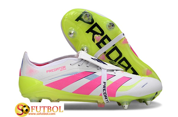 Adidas Botas De Fútbol 25 Predator Elite Tongue SG Blanco/Rosa/Verde