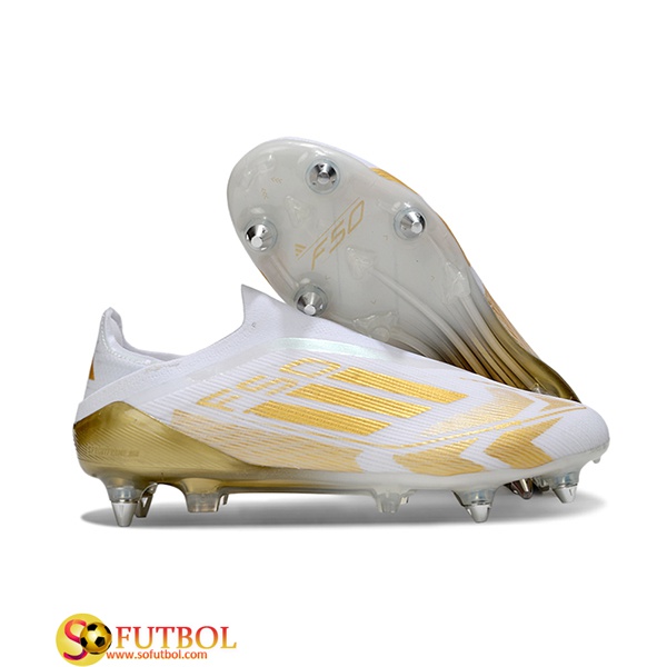 Adidas Botas De Fútbol F50 Elite Laceless SG Blanco/Amarillo -02