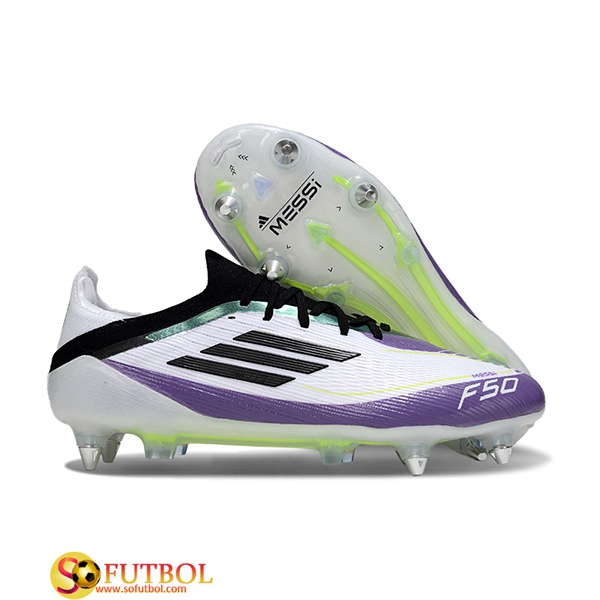 Adidas Botas De Fútbol F50 Elite SG Blanco/Negro/Violeta/Verde