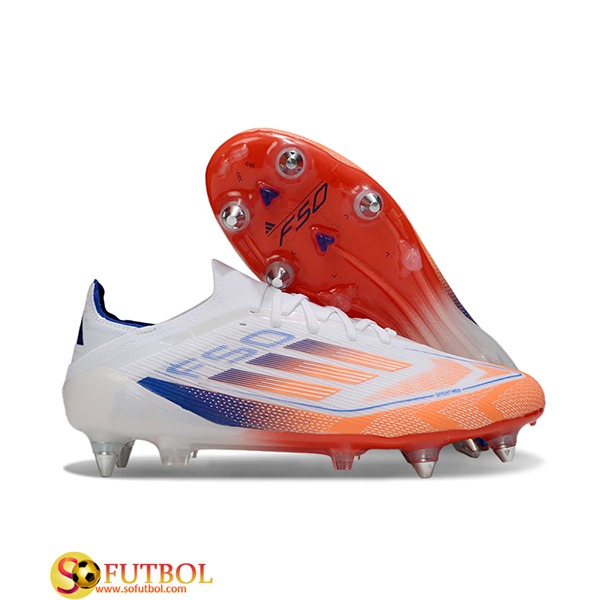 Adidas Botas De Fútbol F50 Elite SG Blanco/Azul/Naranja