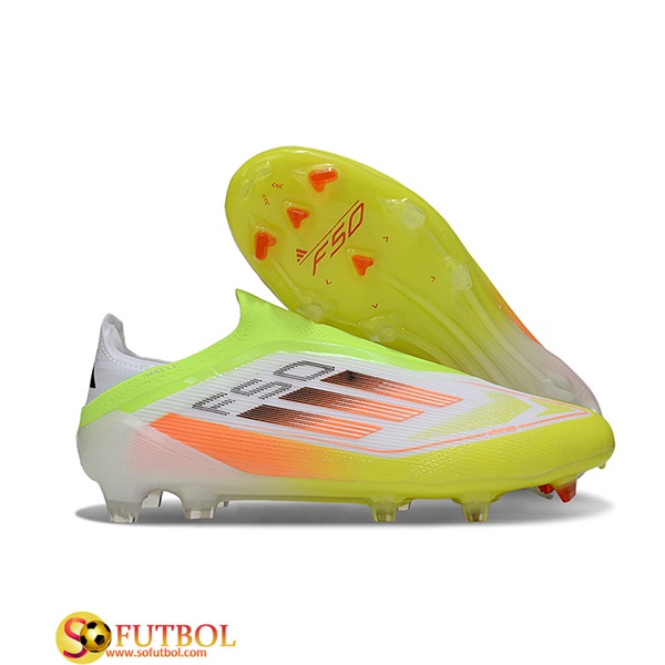 Adidas Botas De Fútbol F50 Elite Laceless FG Blanco/Verde/Naranja