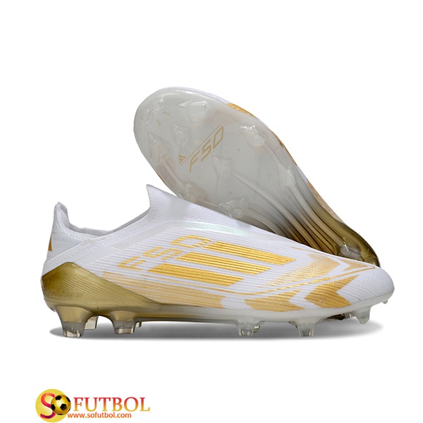 Adidas Botas De Fútbol F50 Elite Laceless FG Blanco/Amarillo -02