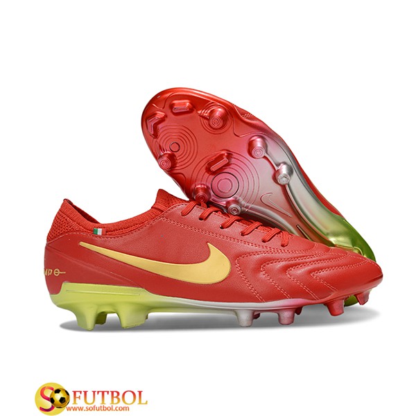 Nike Botas De Fútbol Tiempo Legend X Elite LUXE FG Rojo/Amarillo