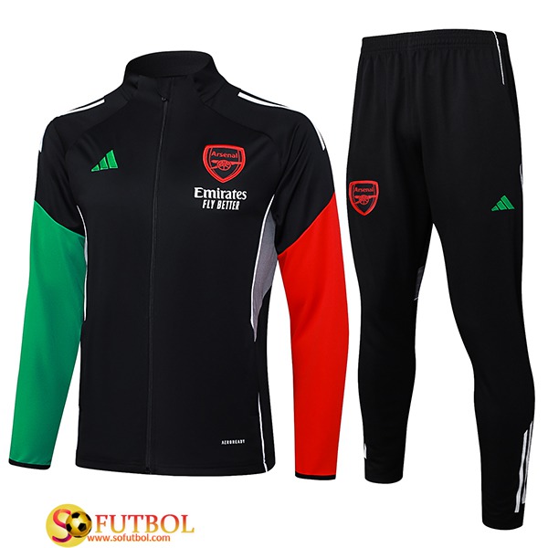Chandal Equipos De Futbol Chaquetas Arsenal Negro/Verde/Rojo 2025/2026