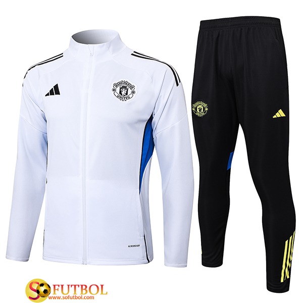 Chandal Equipos De Futbol Chaquetas Manchester United Blanco/Azul 2025/2026