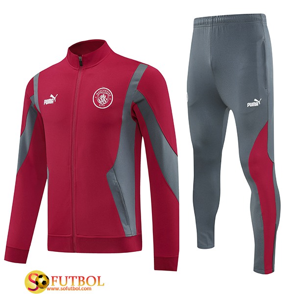 Chandal Equipos De Futbol Chaquetas Manchester City Rojo/Gris 2025/2026