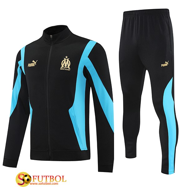 Chandal Equipos De Futbol Chaquetas Marsella Negro/Azul 2025/2026