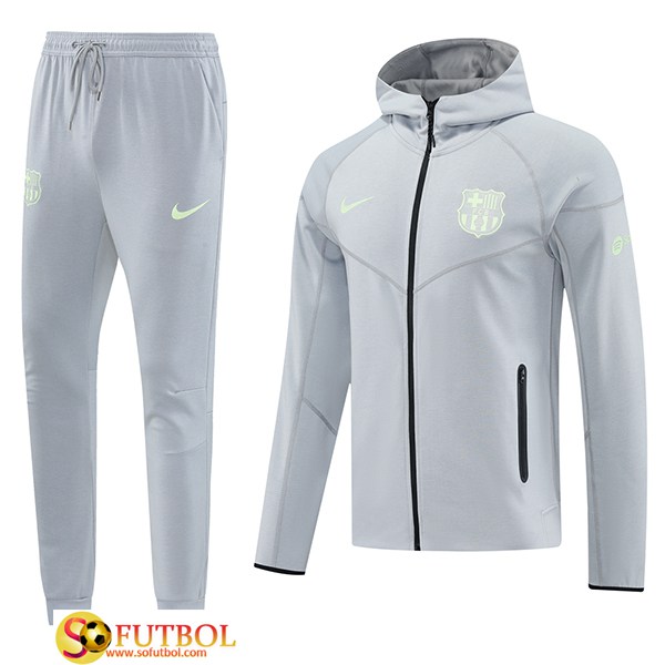 Chaqueta Con Capucha Chandal Rompevientos FC Barcelona Gris 2025/2026