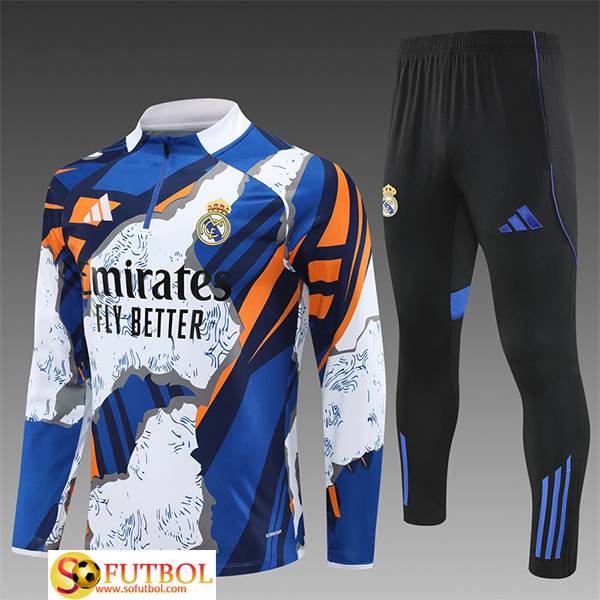 Chandal Equipos De Futbol Real Madrid Ninos Blanco/Azul/Naranja 2025/2026