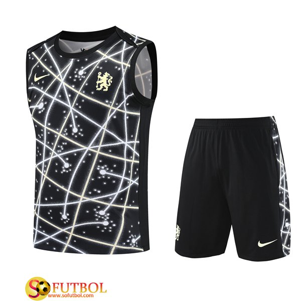 Camiseta Entrenamiento sin mangass FC Chelsea Ninos Negro/Blanco 2025/2026