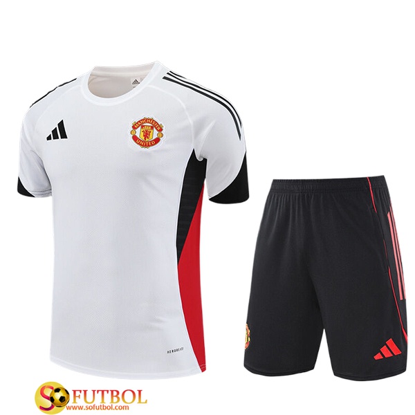 Camiseta Entrenamiento Manchester United Ninos Blanco/Negro/Rojo 2025/2026 -02