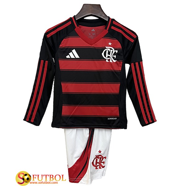 Nueva Camisetas De Futbol Flamengo Ninos Manga Largas Primera 2025/2026