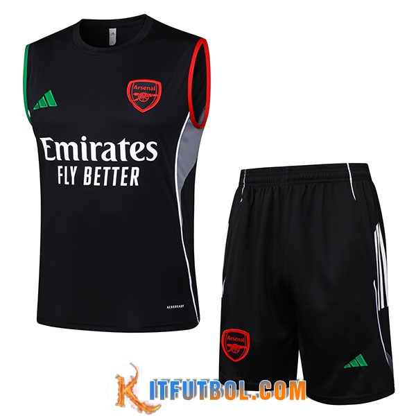 Camiseta Entrenamiento sin mangass Arsenal Negro 2025/2026