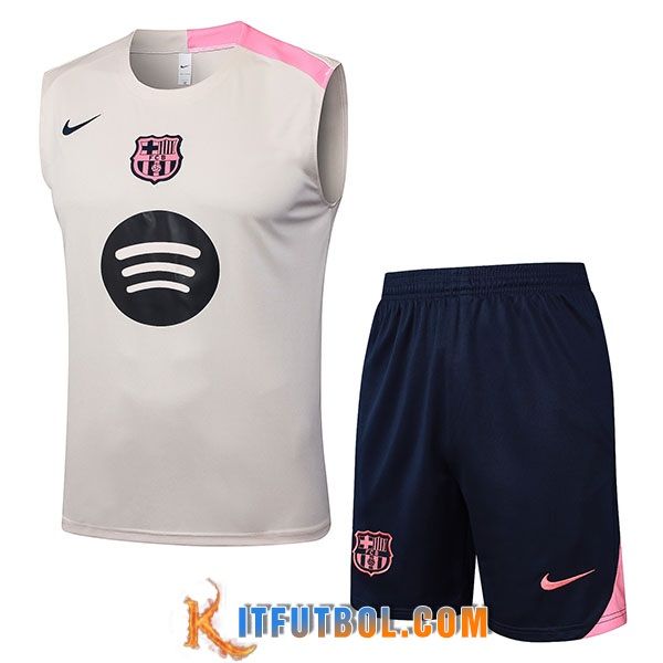Camiseta Entrenamiento sin mangass FC Barcelona Beige/Rosa 2025/2026