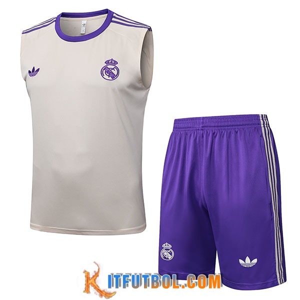 Camiseta Entrenamiento sin mangass Real Madrid Beige/Violeta 2025/2026