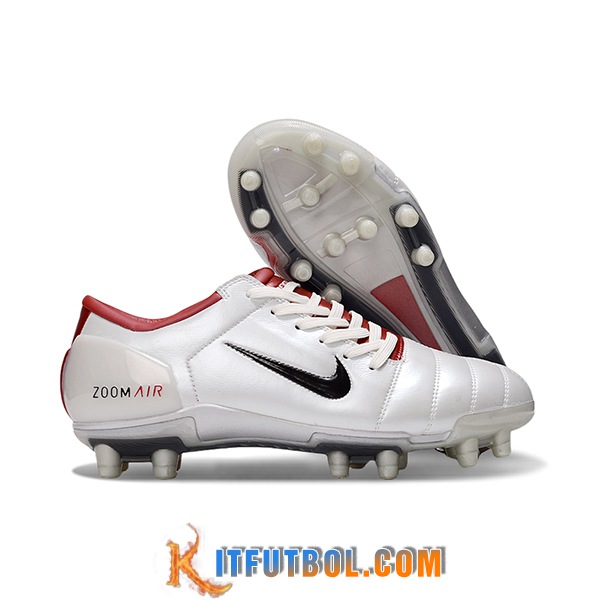 Nike Botas De Fútbol T90 FG Blanco/Rojo/Negro -02