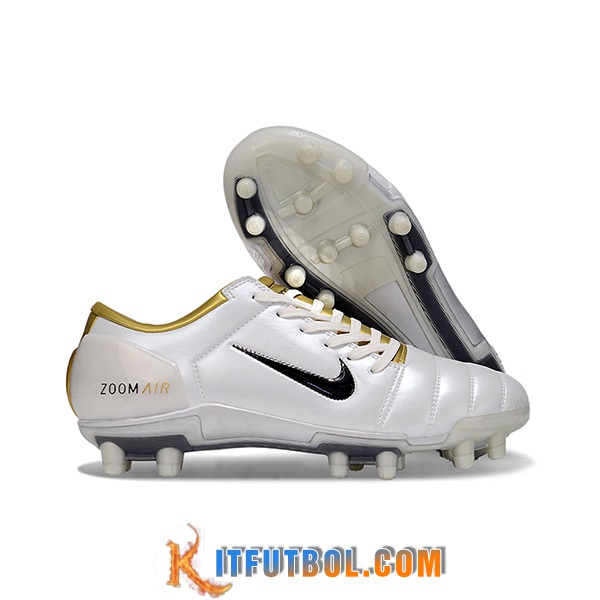 Nike Botas De Fútbol T90 FG Blanco/Amarillo/Negro -02