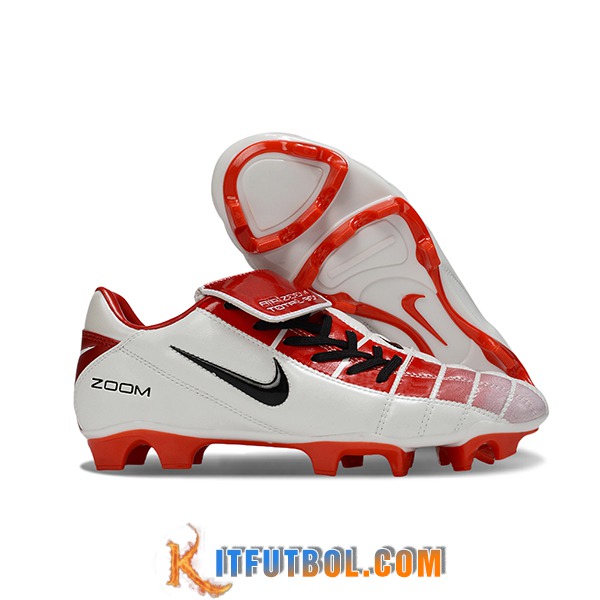 Nike Botas De Fútbol T90 FG Rojo/Blanco/Negro