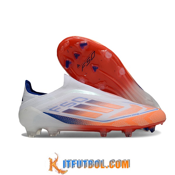 Adidas Botas De Fútbol F50 Elite Laceless FG Blanco/Naranja/Azul