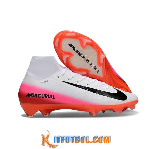 Nike Botas De Fútbol Air Zoom Mercurial Superfly IIX Elite FG Blanco/Negro/Rosa/Naranja