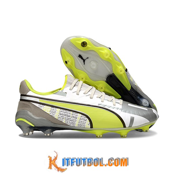 PUMA Botas De Fútbol KING FG/AG Blanco/Gris/Verde