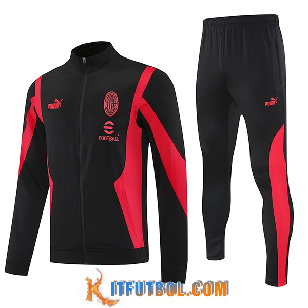 Chandal Equipos De Futbol Chaquetas AC Milan Negro/Rojo 2025/2026 -02