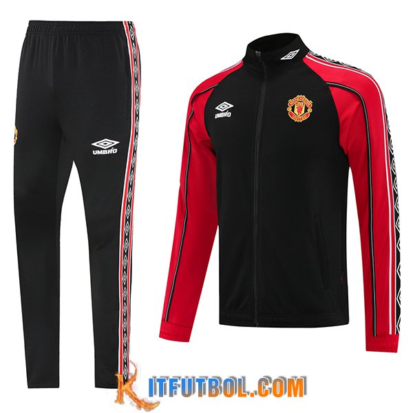 Chandal Equipos De Futbol Chaquetas Manchester United Negro/Rojo 2025/2026 -02