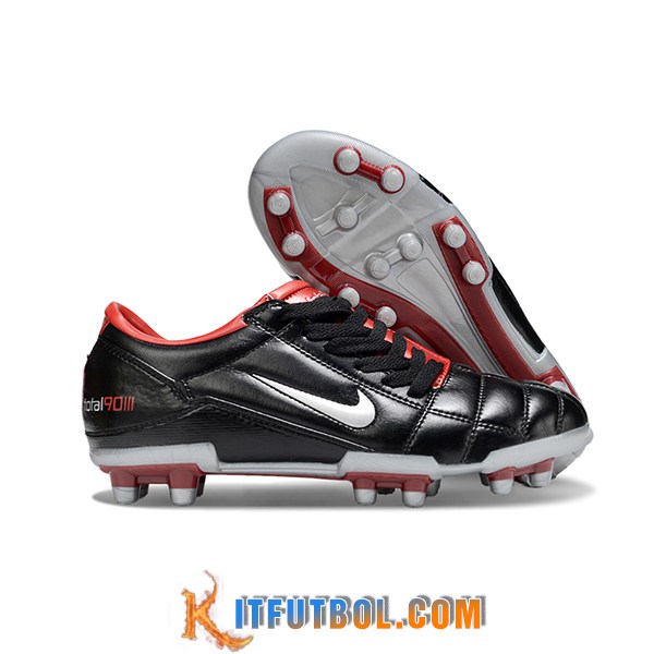 Nike Botas De Fútbol T90 FG Negro/Rojo/Gris