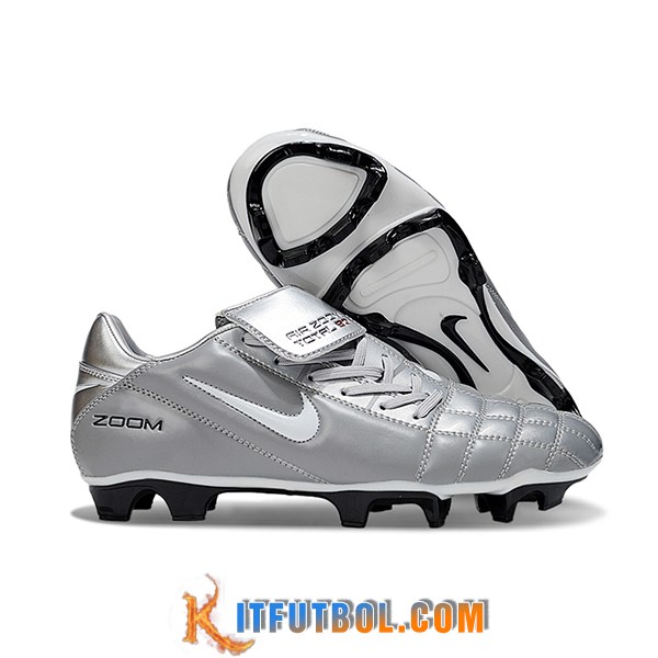 Nike Botas De Fútbol T90 FG Gris/Blanco