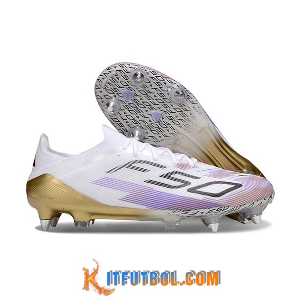 Adidas Botas De Fútbol F50 Elite SG Blanco/Violeta/Negro/Amarillo