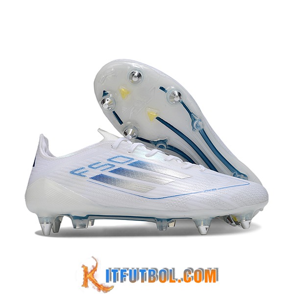 Adidas Botas De Fútbol F50 Elite SG Blanco/Azul/Gris
