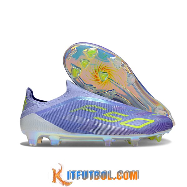 Adidas Botas De Fútbol F50 Elite Laceless FG Violeta/Verde -02