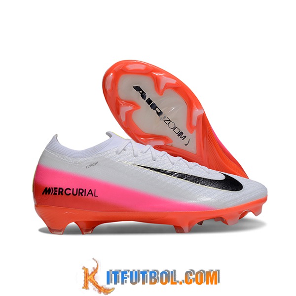 Nike Botas De Fútbol AIR Zoom Mercurial Vapor 16 Elite XXV FG Blanco/Negro/Rosa/Naranja