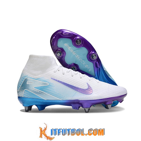 Nike Botas De Fútbol Air Zoom Mercurial Superfly IIX Elite SG Blanco/Azul/Violeta