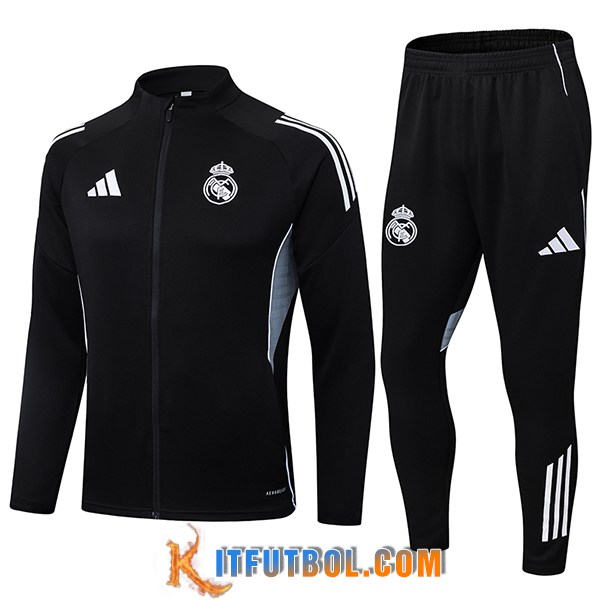 Chandal Equipos De Futbol Chaquetas Real Madrid Negro/Gris 2025/2026 -02