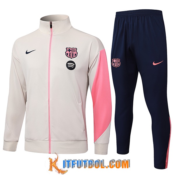 Chandal Equipos De Futbol Chaquetas FC Barcelona Beige/Rosa 2025/2026