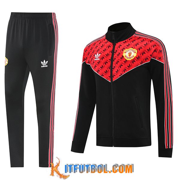 Chandal Equipos De Futbol Chaquetas Manchester United Negro/Rojo 2025/2026 -03