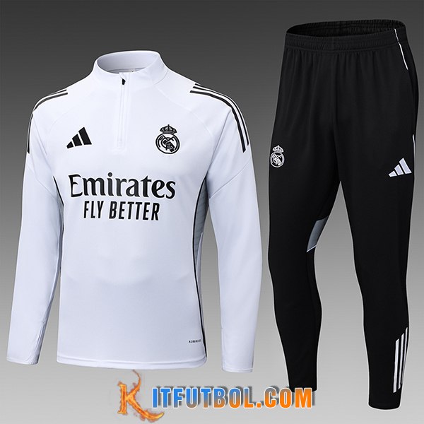 Chandal Equipos De Futbol Real Madrid Ninos Blanco/Negro 2025/2026