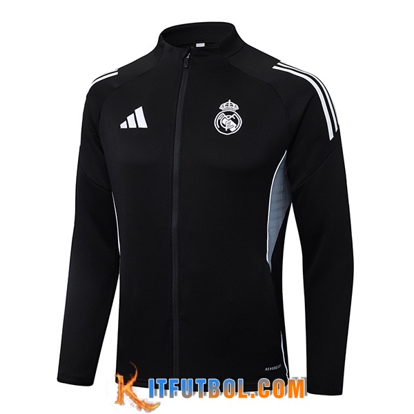 Chaquetas Futbol Real Madrid Negro/Gris 2025/2026 -02