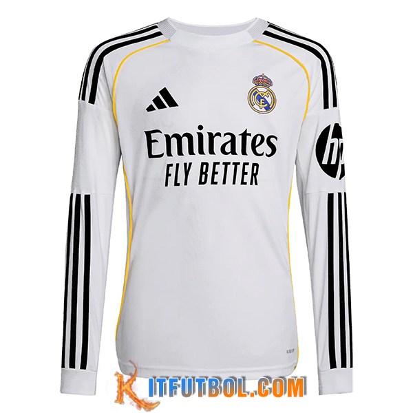 Nueva Camisetas De Futbol Real Madrid Manga Largas Primera 2025/2026