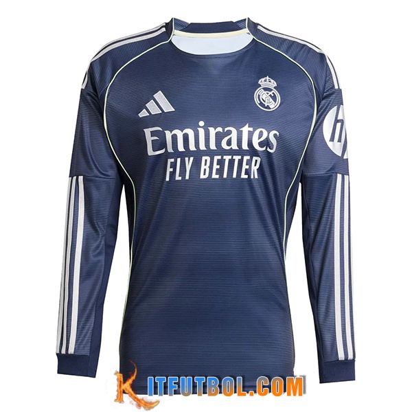 Nueva Camisetas De Futbol Real Madrid Manga Largas Segunda 2025/2026