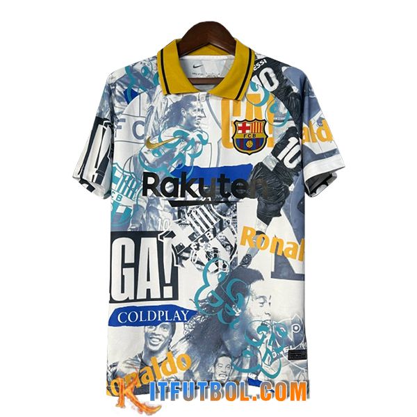 Camiseta Polo FC Barcelona Blanco/Gris/Azul/Amarillo 2025/2026