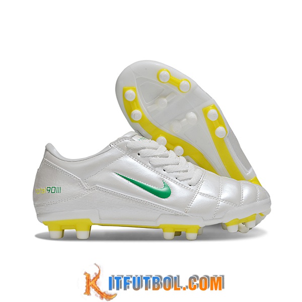 Nike Botas De Fútbol T90 FG Gris/Amarillo/Verde