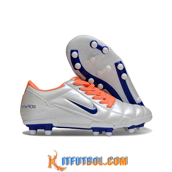 Nike Botas De Fútbol T90 FG Gris/Azul/Naranja