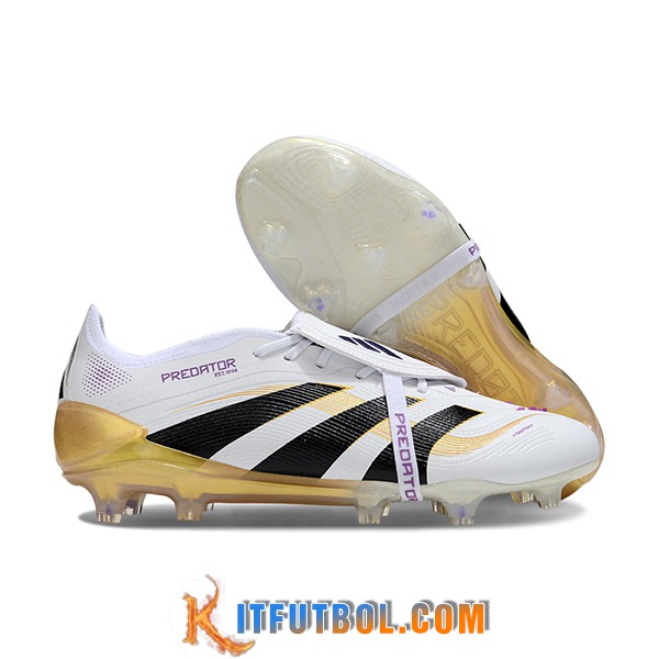 Adidas Botas De Fútbol 25 Predator Elite Tongue FG Blanco/Negro/Amarillo -02