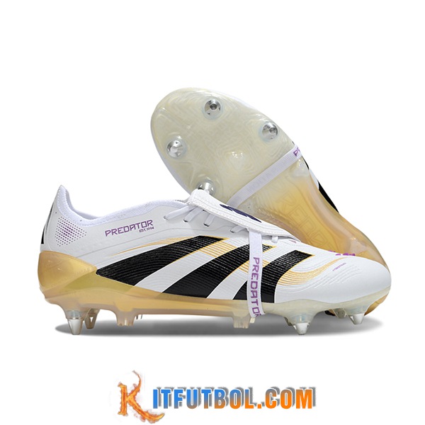 Adidas Botas De Fútbol 25 Predator Elite Tongue SG Blanco/Negro/Amarillo