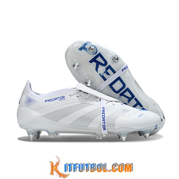 Adidas Botas De Fútbol 25 Predator Elite Tongue SG Blanco/Azul/Gris