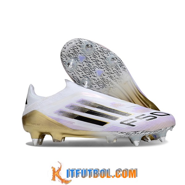 Adidas Botas De Fútbol F50 Elite Laceless SG Blanco/Negro/Violeta/Amarillo