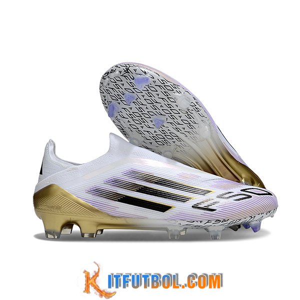 Adidas Botas De Fútbol F50 Elite Laceless FG Blanco/Negro/Violeta/Amarillo