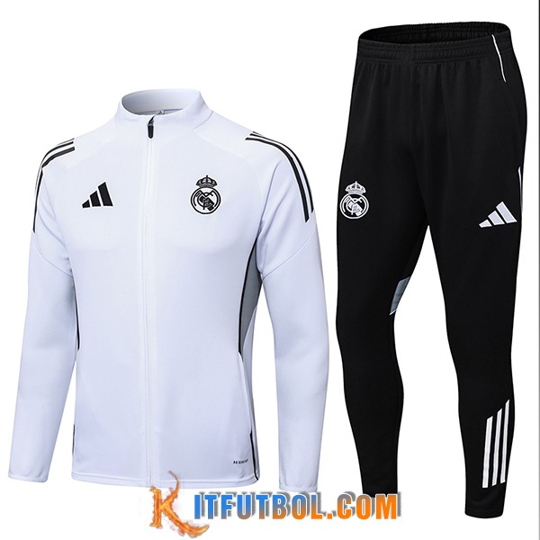 Chandal Equipos De Futbol Chaquetas Real Madrid Blanco/Negro/Gris 2025/2026
